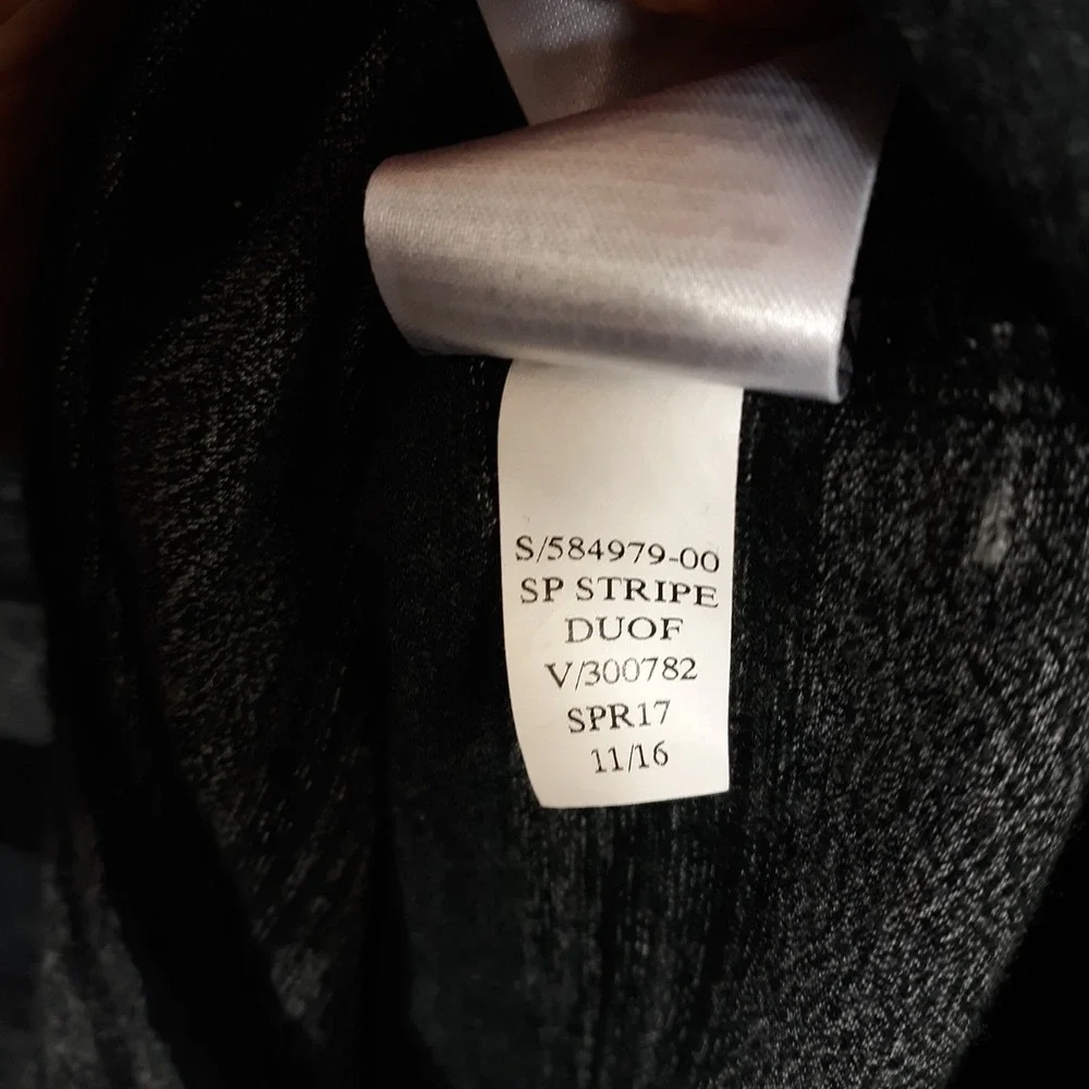 Banana Republic Shirt Mens Medium Henley Pullover Cotton Striped Black Gray